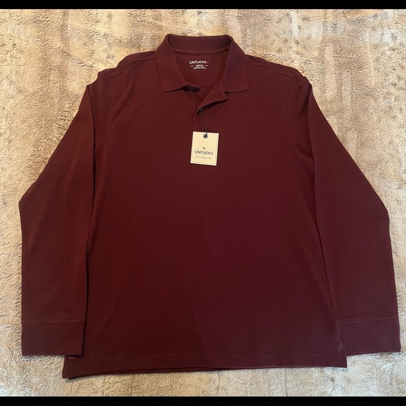 UNTUCKit Other - UNTUCKit Men's Medium Burgundy Long Sleeve Polo Shirt Casual Golf Outdoors NWT